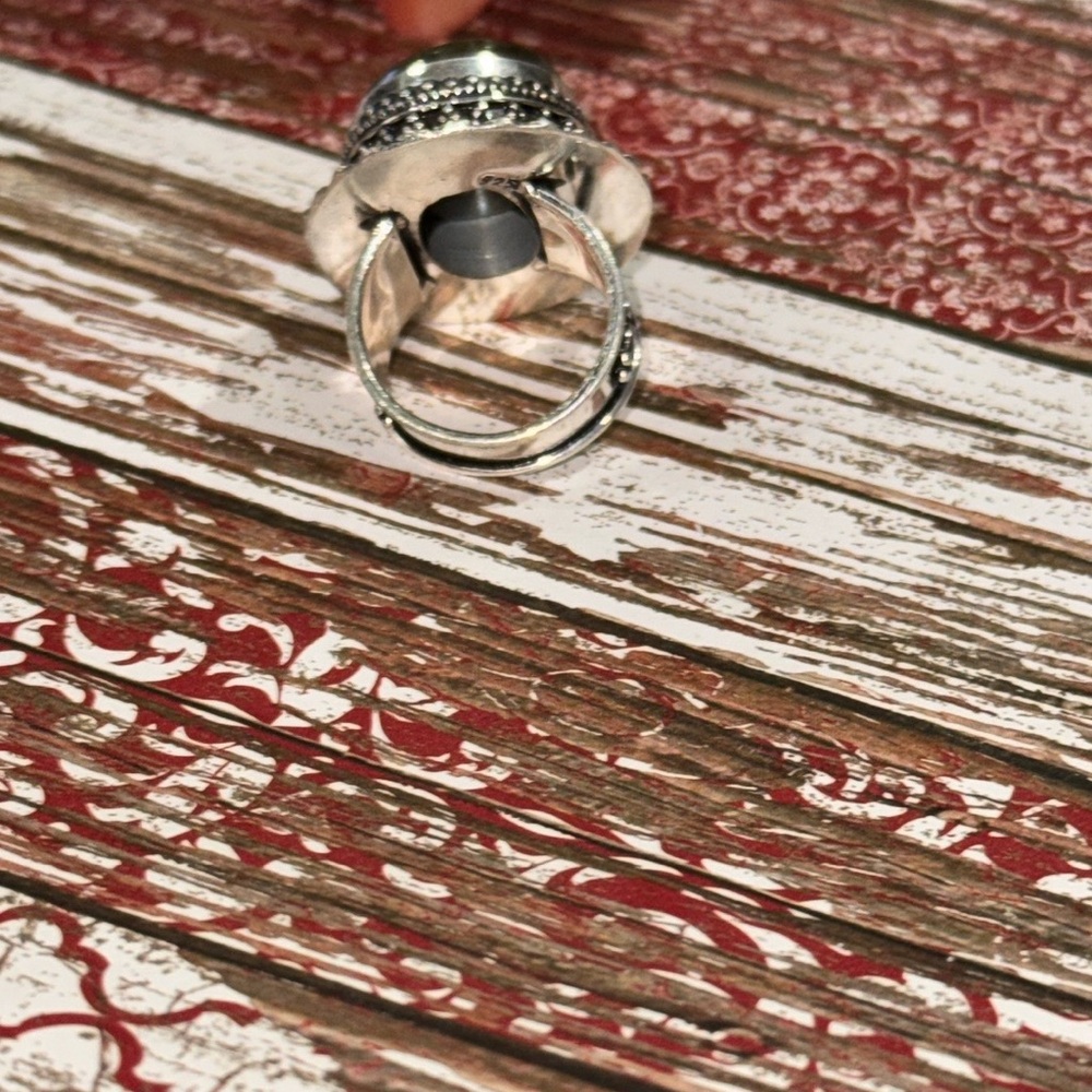 Silver Fiery Labradorite Statement Ring - image 7